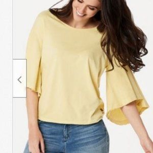 Peace Love World Wide-Sleeve Scoop-Neck Tee Shirt